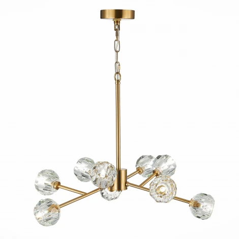 Подвесная люстра на штанге ST Luce Romano SL1166.303.09 (220V, хрусталь, на цепи, шарики, молекулы)