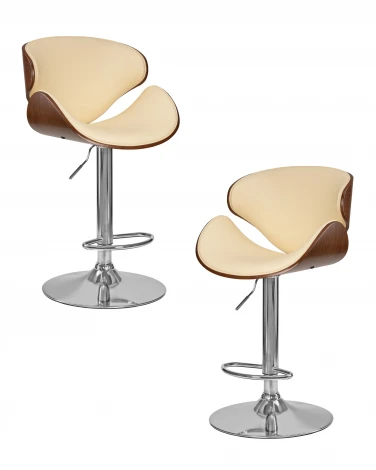 Набор 2 шт стул барный DOBRIN KARTER (коричневое дерево, кремовый)