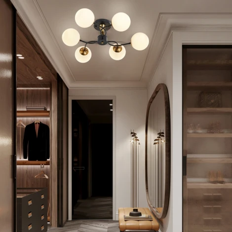 Потолочная люстра на штанге Arte Milano Neapolis-76808 276808/6 BK/GD (220V, шар)