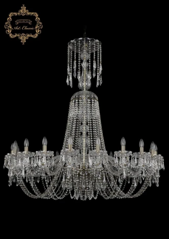 Подвесная большая люстра Art Classic 11.23 11.23.20.460.XL-136.Br.Dr (220V, хрусталь, на цепи, подсвечник, свеча)