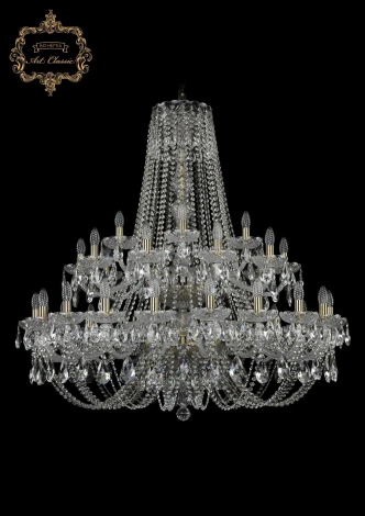Подвесная большая люстра Art Classic 11.21 11.21.20+10+5.400.2d.Br.Sp (220V, хрусталь, на цепи, подсвечник, свеча)