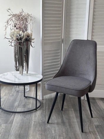 Стул БЕРТИ 360 град. поворот. B28 Темно-серый, велюр / черный каркас M-City 64735