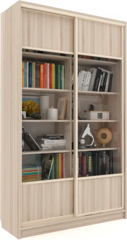 Шкаф-купе МАМА книжный Для увлечении 22,Ясень шимо светлый со стеклом