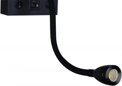 Настенный светильник с usb-портом Reluce 86210-9.2-001KT LED3W+E14 BK (220V, выключатель)