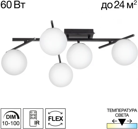Потолочная люстра на штанге Citilux Dorsy CL223152 (регулировка яркости, LED, 220V, пульт управления, шарики)
