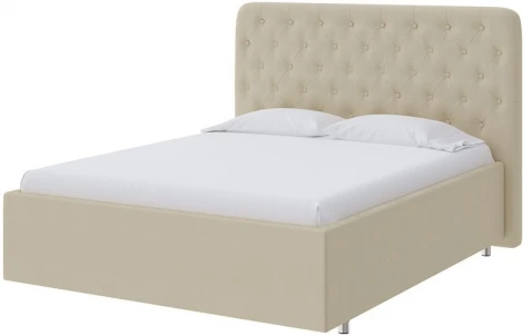 PROxSON Кровать Classic Large (Ткань: Велюр Forest 726 Светло-бежевый) 200x200
