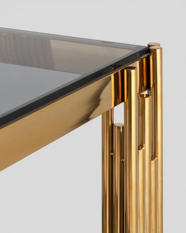 Журнальный столик Stool Group 55*55 ГЭТСБИ золото стекло smoke УТ000001971