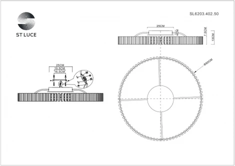 Потолочная люстра Estense SL6203.402.50 ST Luce (LED, 220V, круглые)