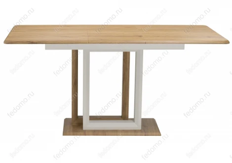 Стол на тумбе Woodville Санса 120 дуб монтана / белая шагрень 462386