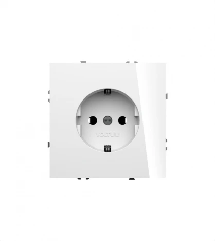 Розетка с заземлением и шторками (белый глянцевый) Voltum S70 VLS040201