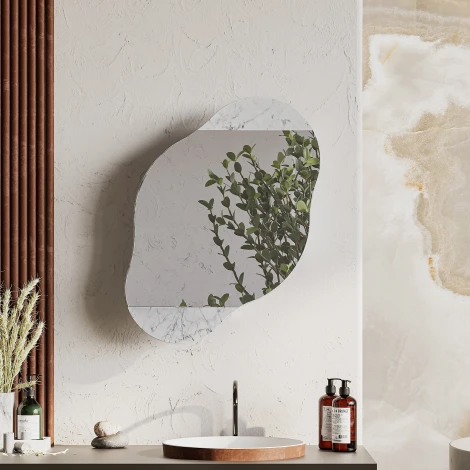 Шкаф настенный CLOUD STORAGE WALL MIRROR LEVE (ЛДСП/Белый) арт.LEV01107