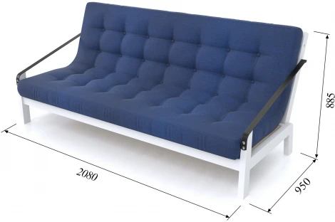 Диван Arsko Локи белая эмаль синяя рогожка