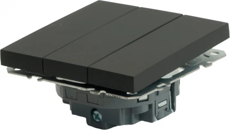 Выключатель трехклавишный (черный) Stekker Эмили 49844