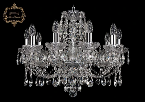 Подвесная люстра Art Classic 11.21 11.21.10.200.Cr.Sp (220V, хрусталь, на цепи, подсвечник, свеча)