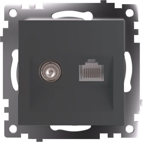 ТВ-розетка и Ethernet RJ-45 (графит) Stekker Катрин 49417