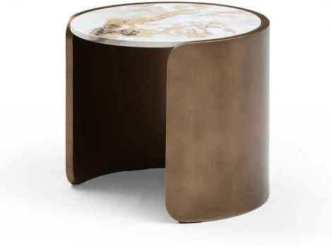 Стол журнальный ESF ET3095CL (D40) белая керамика /бронзовый/Керамика,Металл