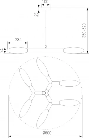 Потолочная люстра Wi-Fi на штанге Eurosvet Covalent 30180/6 черный (220V, управление смартфоном, голосовое управление, умный дом - Minimir Home, Алиса, Маруся, Салют)