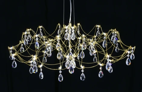 Подвесная люстра светодиодная с пультом и хрустальными подвесками Asfour MyFar Ersilia MR2662-60P-50AD