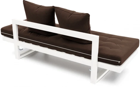 Кушетка Arsko Амбер белая эмаль шоколадный велюр