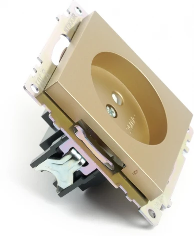 Розетка без заземления со шторками (золото) Stekker Катрин 49223