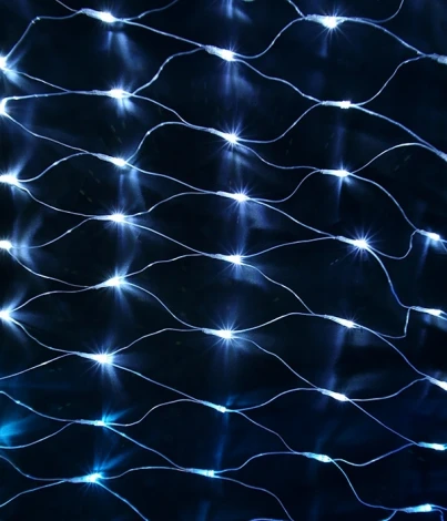 Светодиодная Сеть с Эффектом Бегущий Огонь 3 x 1 м Синяя 24В, 320 LED, Провод Прозрачный Силикон, IP65