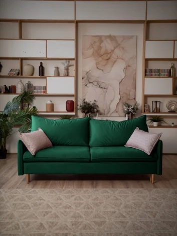 СКАНДИ Диван тканевый прямой изумрудный D1 furniture арт.AAA41309011