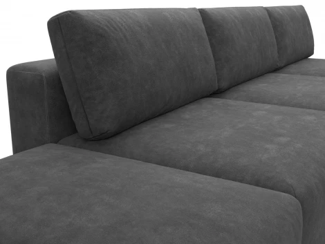 Диван угловой модульный с пуфом Лига-060 НПБ Лонг угол универсальный (ЛДСП,Брус,Фанера/Пластик/Велюр/Темно-серый) Лига Диванов 129527