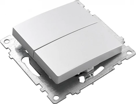 Выключатель двухклавишный (серебро) Stekker Катрин 39578