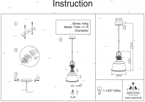 Подвесной светильник Maytoni Irving T163-11-R