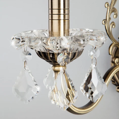Бра Eurosvet 3281 3281/1 античная бронза / прозрачный хрусталь (220V, хрусталь Strotskis, подвески, подсвечник, свеча)