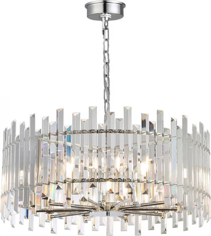 Подвесная люстра Newport 8500 8510/C nickel (220V, хрусталь, на цепи, круглые)