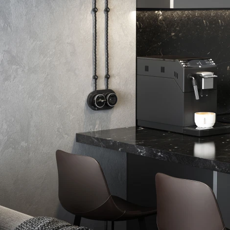 Выключатель на 4 положения двухклавишный Vintage (черный матовый/хром) Werkel W5822051 (a058778)