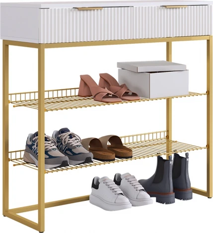 Обувница Классная 1 Mebelson (ЛДСП,Металл/Светлое дерево,Белый,Золотой) арт.172188,3326