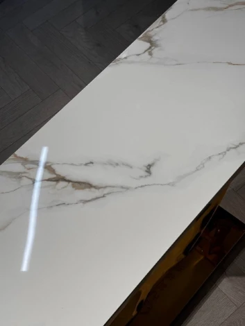 Стол-консоль IST-CASA Прайм IST-803,120х40х78 см, жемчужный белый/золотой