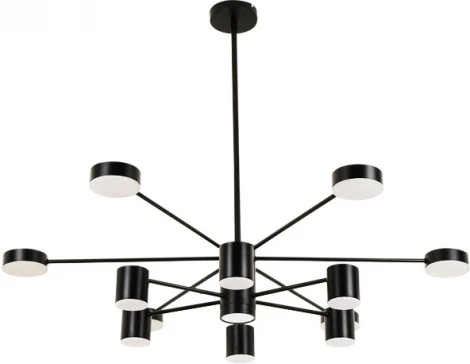 Потолочная люстра на штанге диммируемая Kink Light Мекли 07649-13D,19 черный Led 7*12W+6*16W с пультом ДУ (220V)