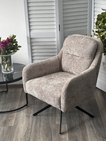 Кресло поворотное SHADE 360 град., ткань HAGA30, цвет светло-бежевый / черный каркас, ®DISAUR