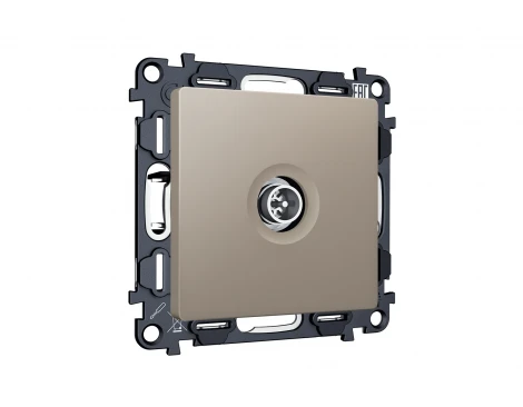 Комплект механизма ТВ-розетки оконечной экранированной встраиваемый (серо-бежевый матовый) Ambrella Volt QUANT MA373005