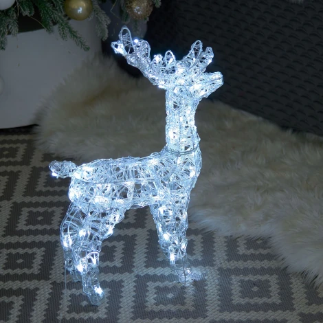 Фигура светодиодная каркасная «Олень-2», 36х60см, 80 светодиодов. белый свет, провод прозрачный Uniel ULD-M3660-080/STA WHITE IP44 DEER-2