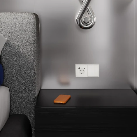 Накладка для розетки с заземлением и защитными шторками с USB A+C (хлопок) Voltum S70 VLS001013