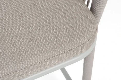 "Марсель" стул полубарный плетеный из роупа, каркас из стали светло-серый (RAL7035) муар, роуп бежевый круглый, ткань Mossle бежевая, пос.H65 4SIS MAR-BCH-st001/65 RAL7035 Mua beige(beige160)