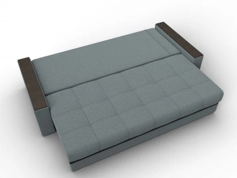 Диван прямой с декором Лига-096 НПБ (ДВП,ДСП,ЛДСП,Брус,Фанера/Пластик/Рогожка,Экокожа/Серый,Черный) Лига Диванов 132569