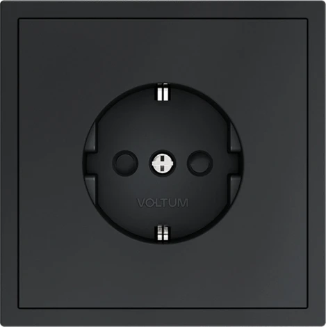 Розетка с заземлением и шторками (графит) Voltum S70 VLS040207