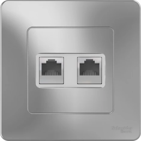 Розетка встраиваемая двойная Ethernet RJ-45 (алюминий) Systeme Electric Blanca BLNIS045453
