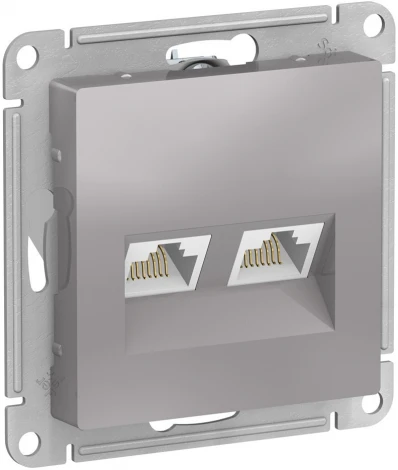 Розетка встраиваемая двойная Ethernet RJ-45 (алюминий) Systeme Electric AtlasDesign ATN000385