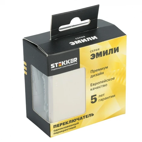 Переключатель одноклавишный перекрестный (кашемир, soft touch) Stekker Эмили 49897