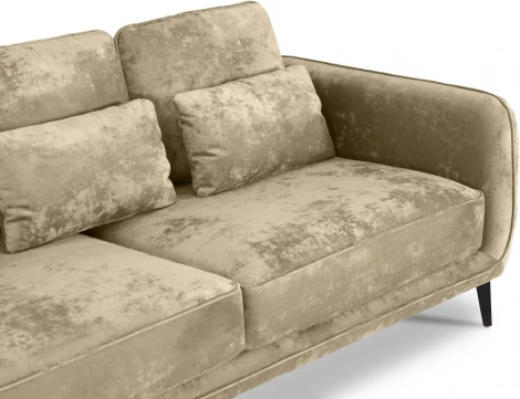 Диван Amsterdam трехместный ОГОГО (арт.786594), (Велюр,Ткань/Бежевый)