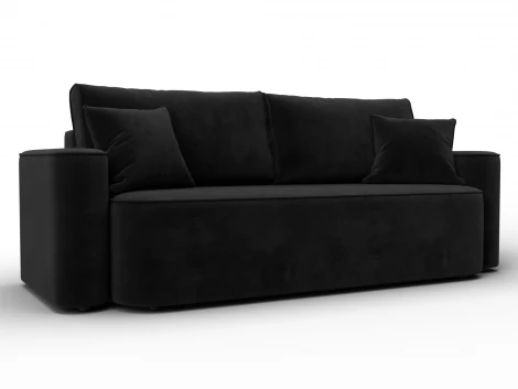 Диван прямой Лига-118 НПБ (ДСП,ЛДСП,Брус,Фанера,Велюр/Черный) Лига Диванов 137077