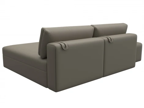 Диван угловой модульный с пуфом Лига-060 НПБ угол универсальный (ЛДСП,Брус,Фанера/Пластик/Экокожа/Бежевый) Лига Диванов 130064