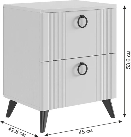 Ева Тумба прикроватная 2 Mebelson (ЛДСП,МДФ,ПВХ,Пластик/Светлое дерево,Белый) арт.TE-02.3101
