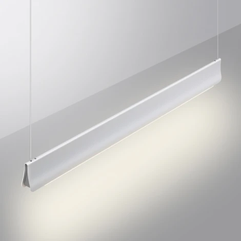 Подвесной линейный светильник Novotech Iter 359551 белый диммир. со сменой цв.темпер. (пульт ДУ/прилож. Smart Life) LED 36W 220V 3000-6000К (регулировка яркости, умный дом - Алиса, Tuya Smart, Smart Life, на тросе)